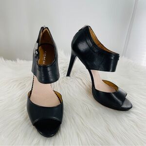 Coach Wexwood Black Leather Stiletto Heeled Sandals‎